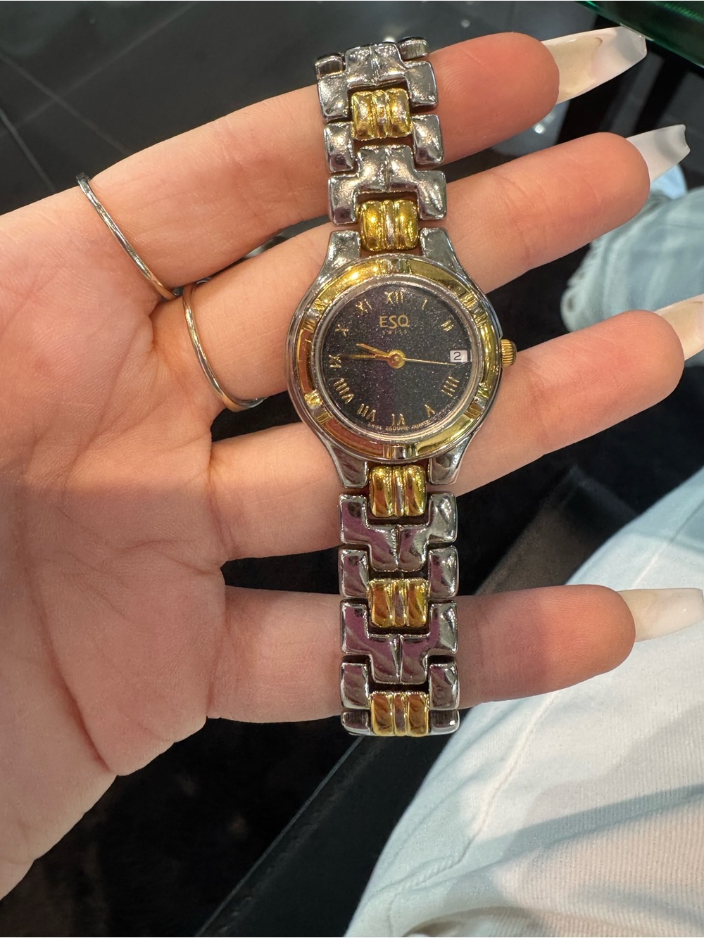 ESQ by Movado Women's Two-Tone Swiss Quartz Watch | Black Roman Numeral Dial